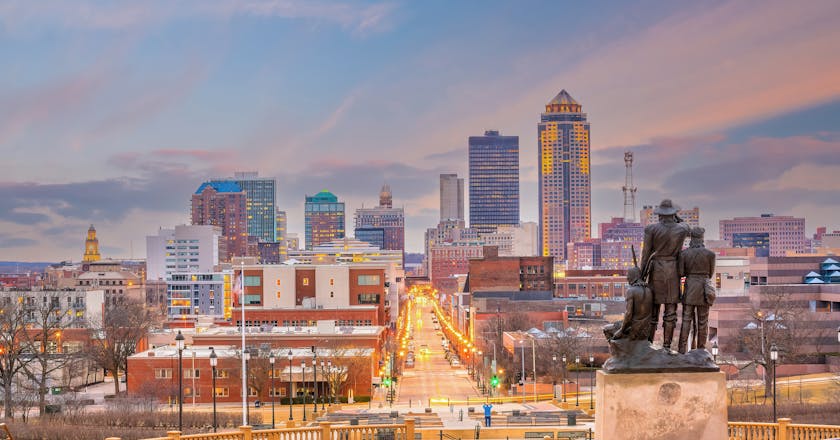 Vista panoramica di Des Moines