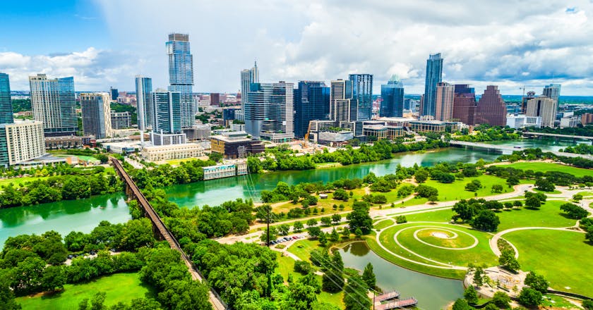 Vista panoramica di Austin, TX, US
