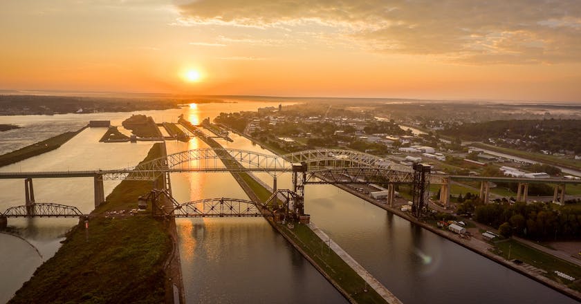 Живописный вид на Sault Ste. Marie, CA